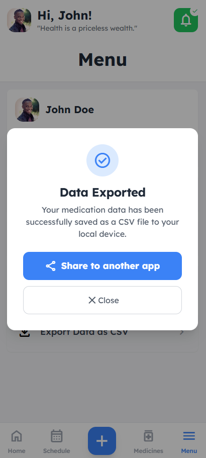 Export Screen