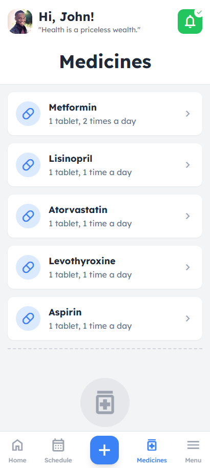 Medicines Screen Screenshot