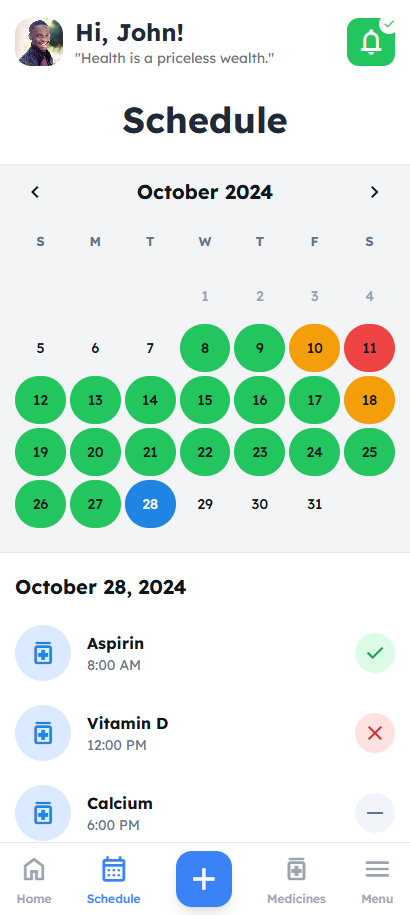 Schedule Screen Screenshot